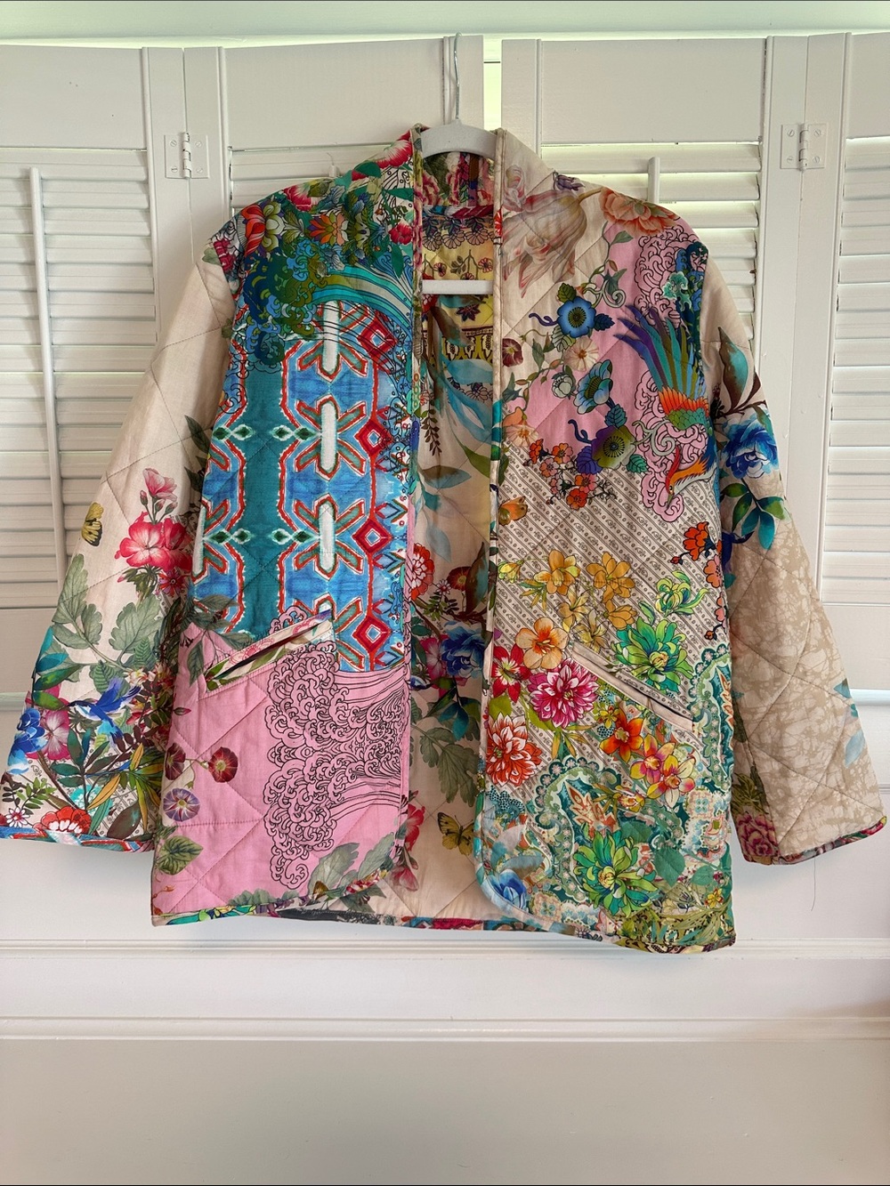 Johnny Was Reversible Quilted Multi-Color Floral Patchwork Jacket